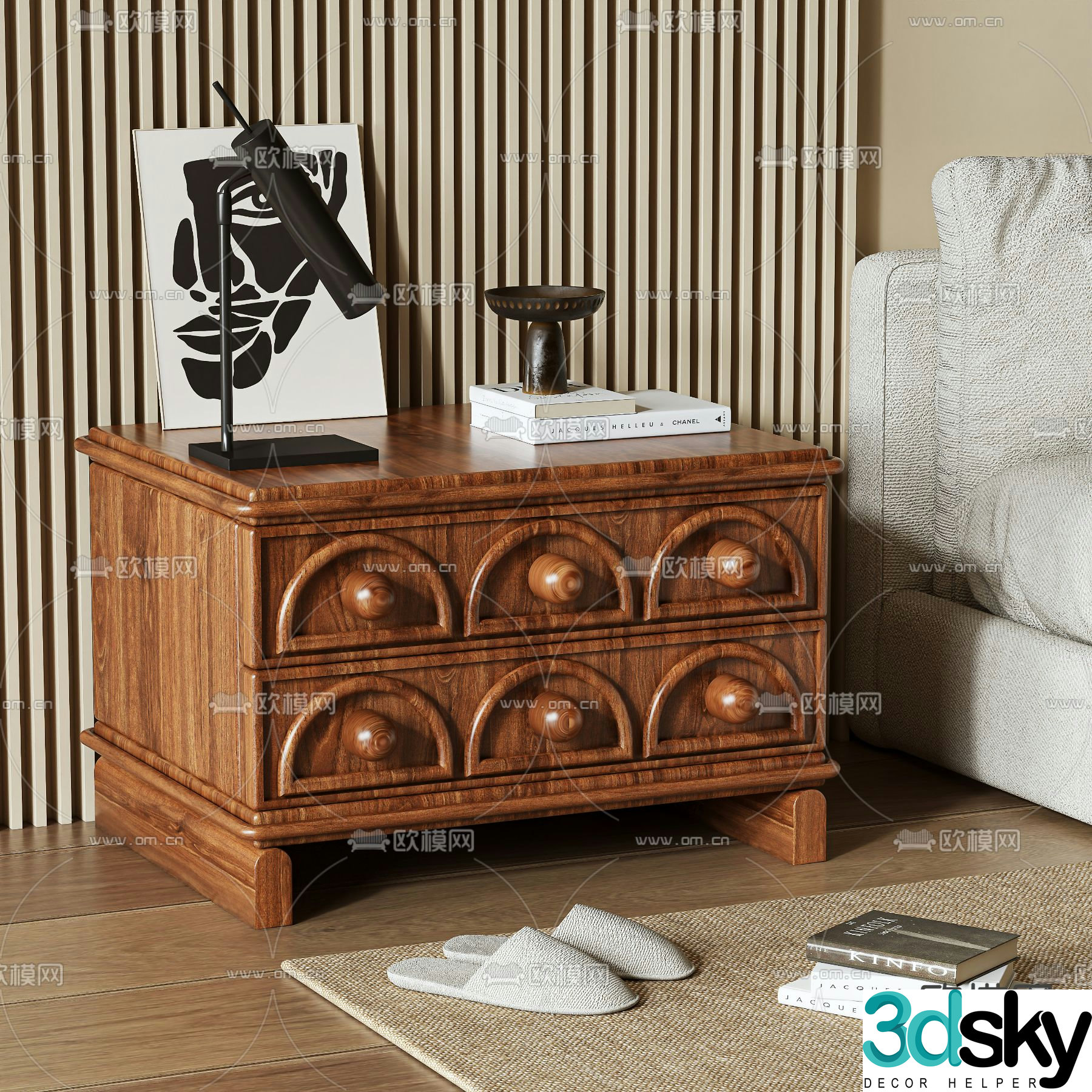 Medieval style bedside table 3d model