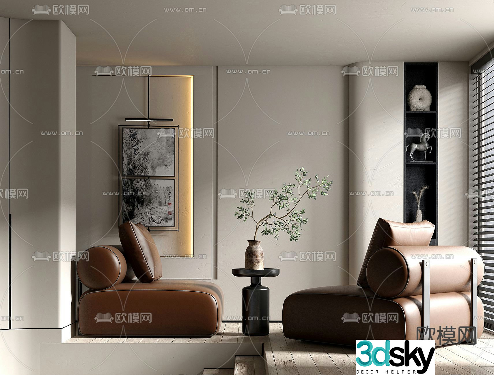 Light luxury sofa leisure single sofa 3d model