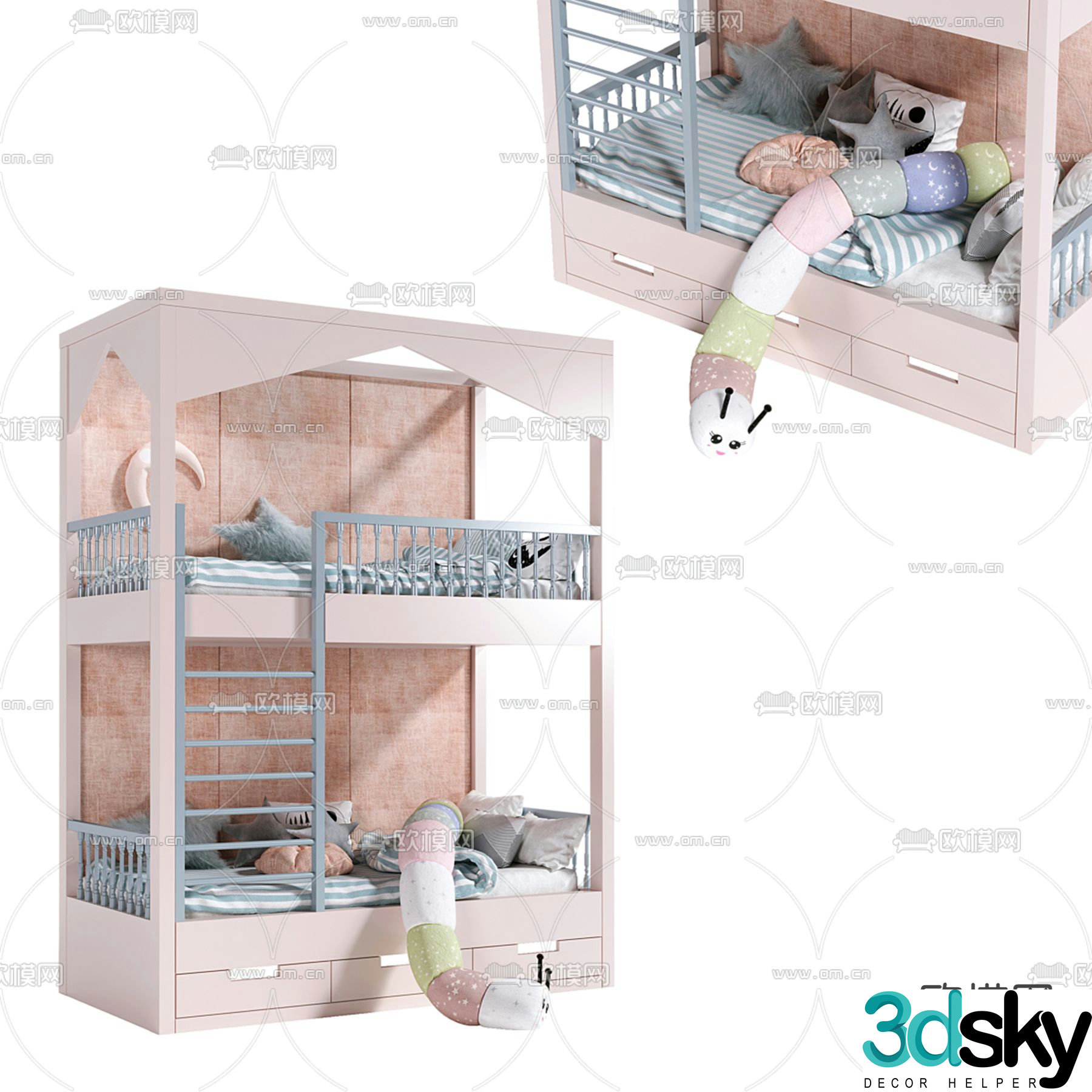Bunk bed children’s bed crib 3d model