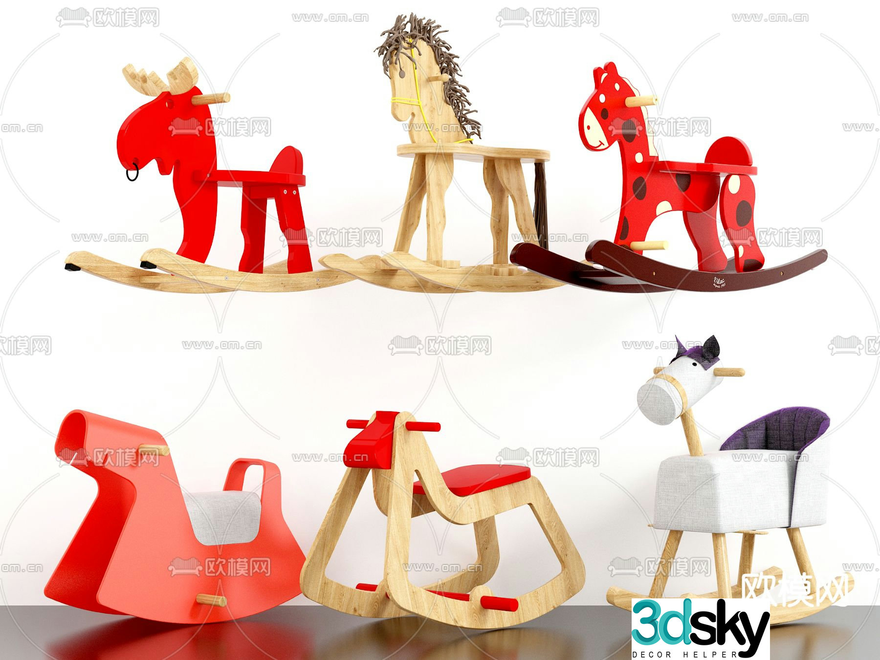 Modern children’s wooden horse 3d model