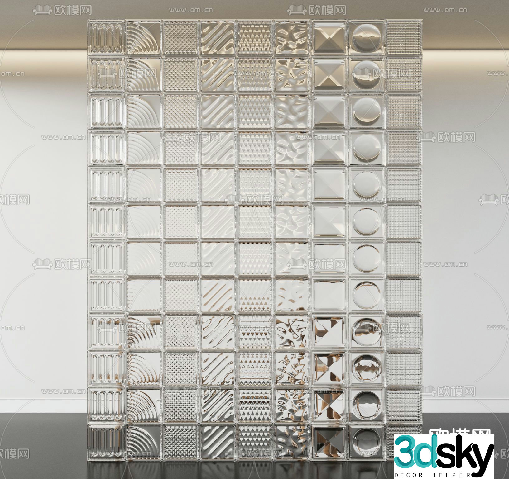 glass brick partition 3d model