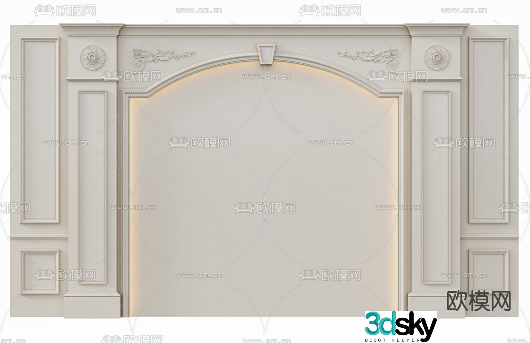European style TV background wall 3d model