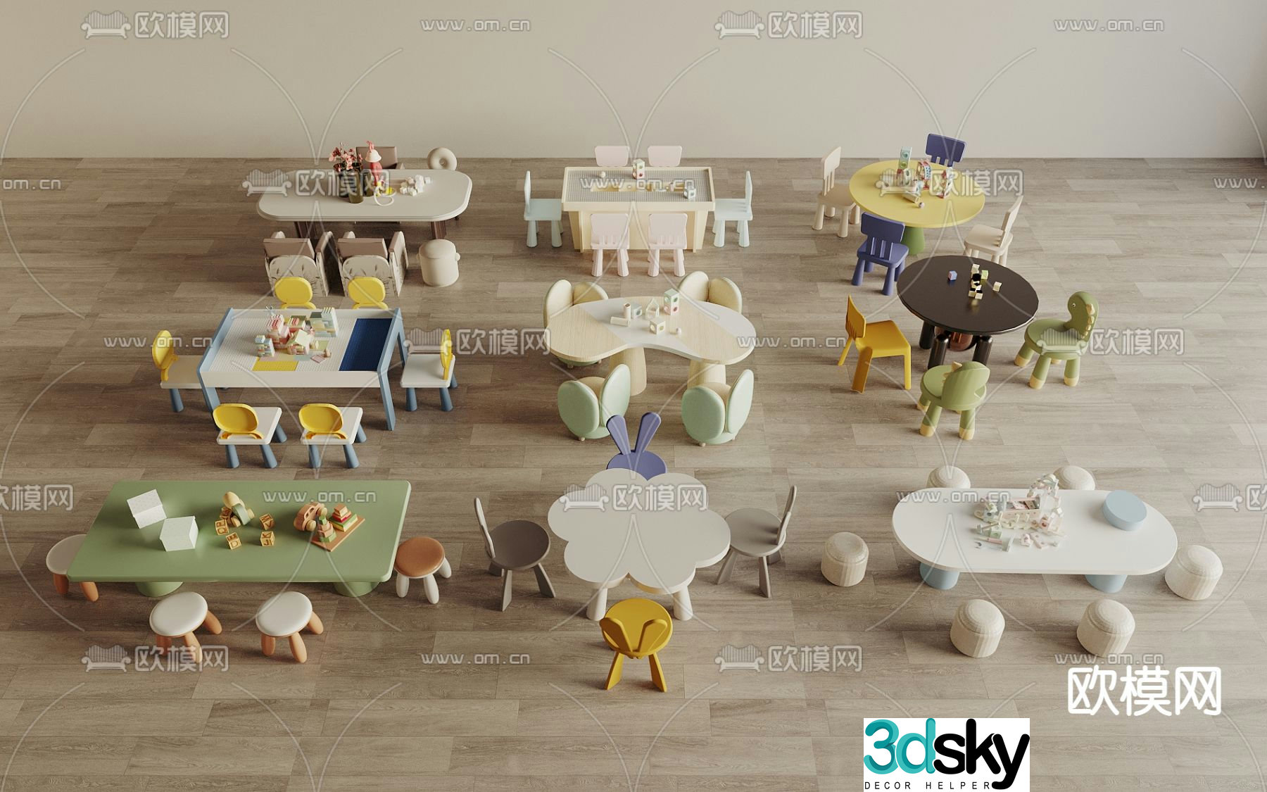 Children’s tables and chairs game tables and chairs 3d model