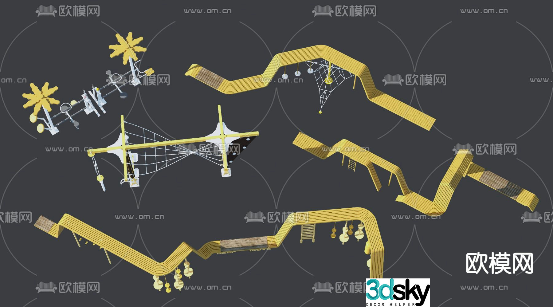 Children's play area equipment and facilities 3D model