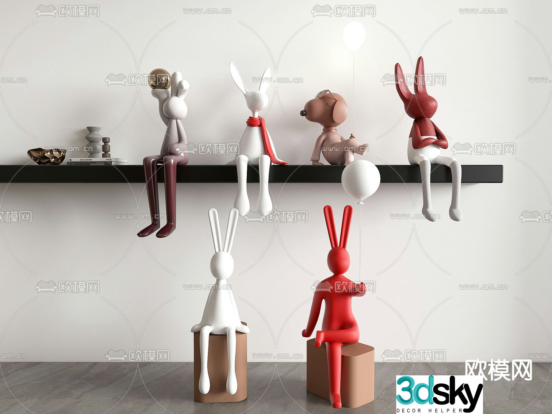 Rabbit ornament sculpture 3d model