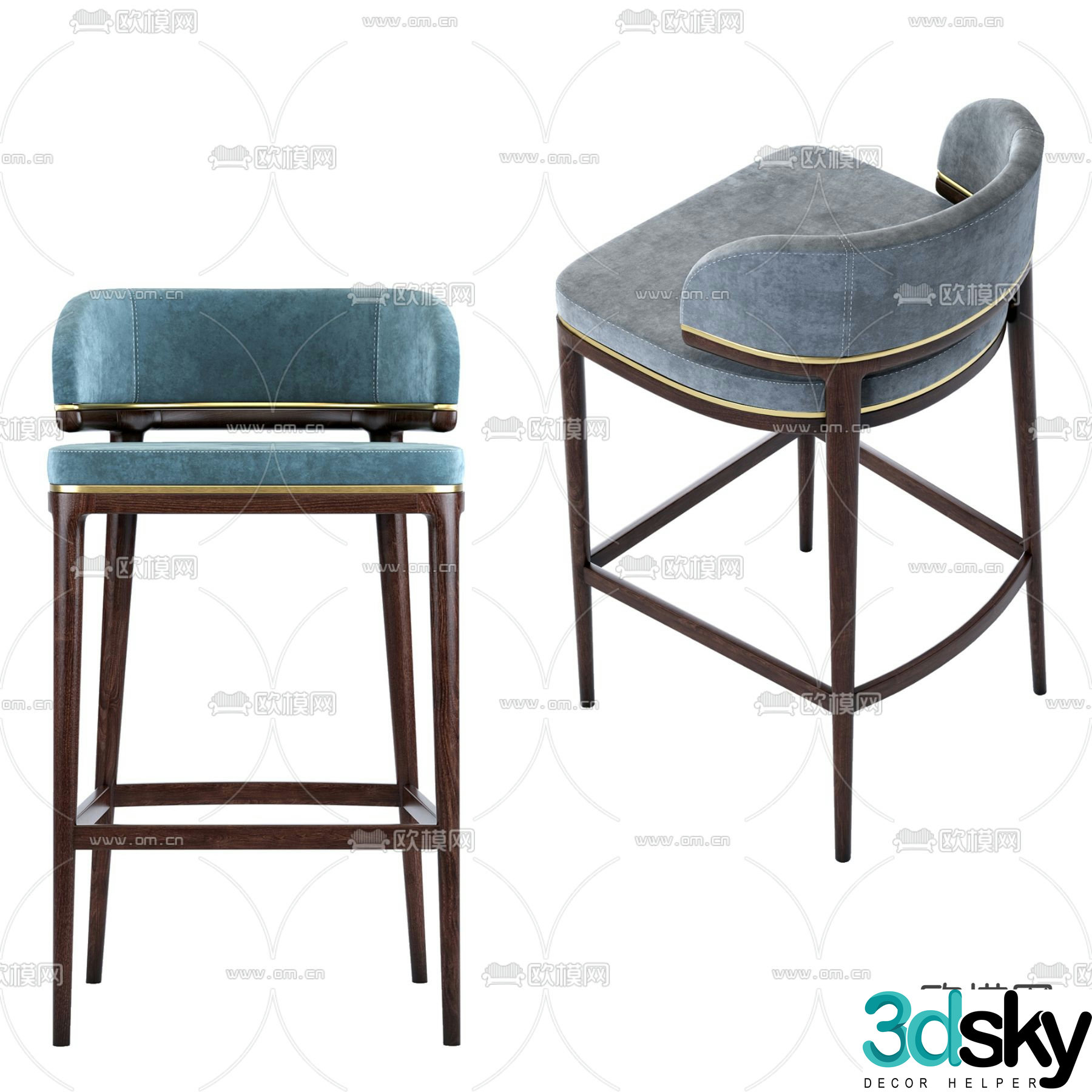 New Chinese style bar chair 3D model