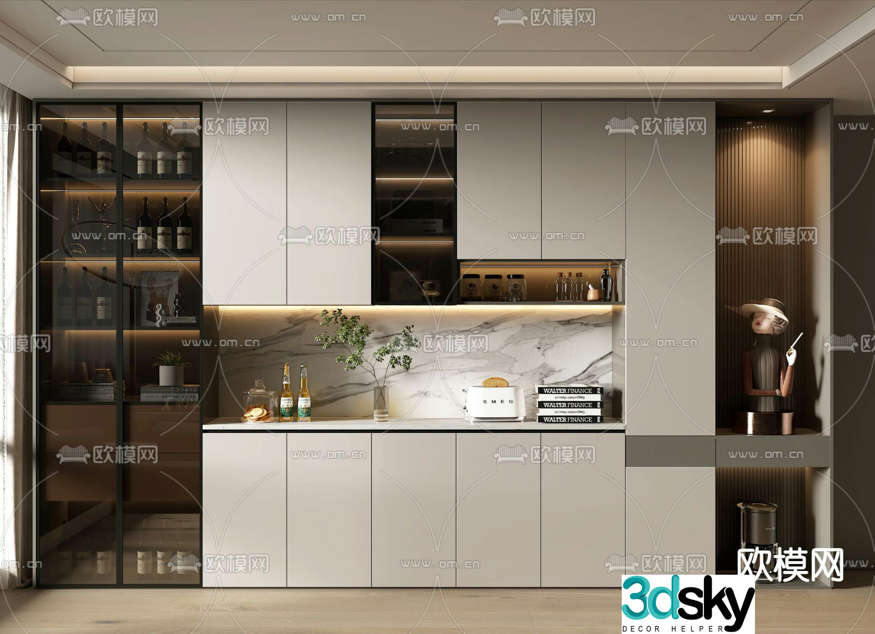 Modern wine cabinet sideboard 3d model