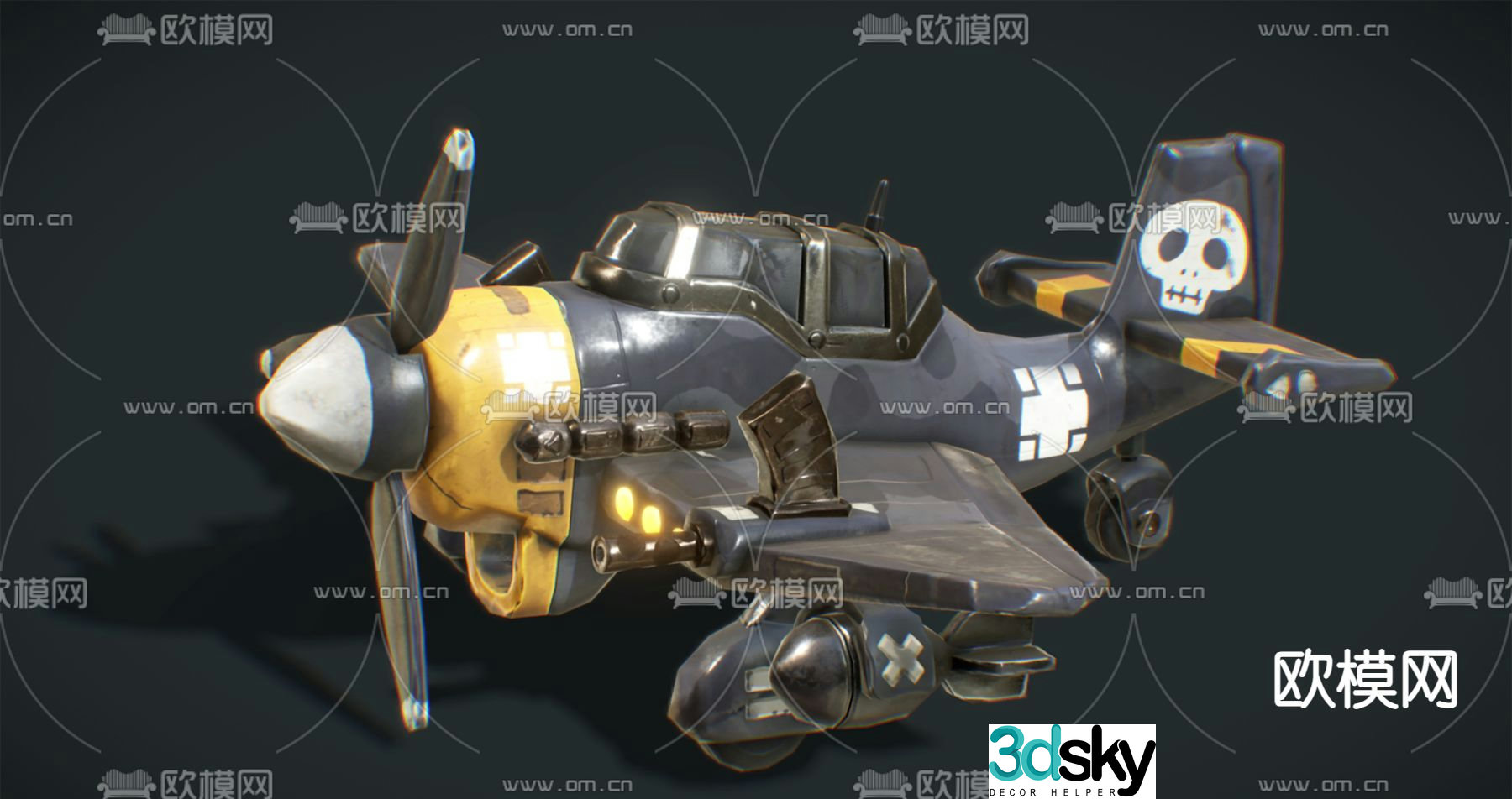 cartoon bomber 3d model