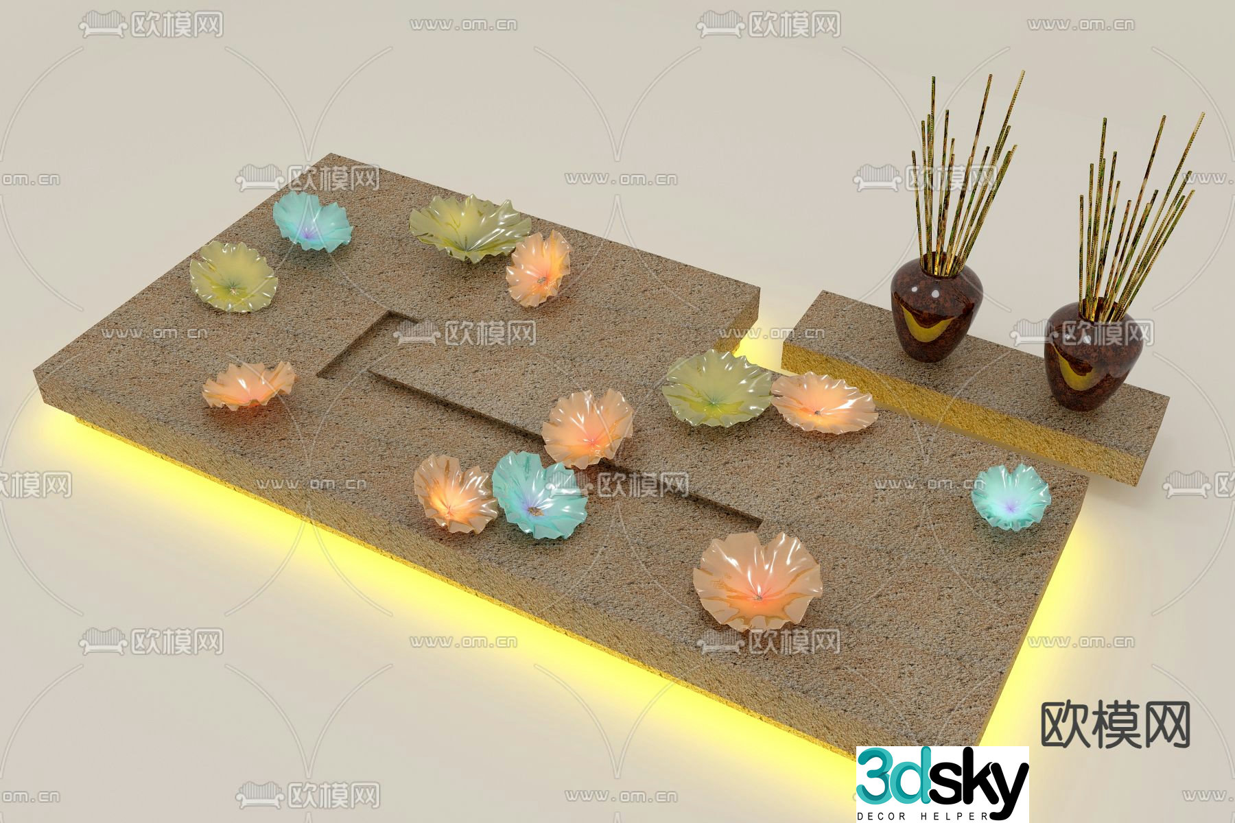 Landscape sketch Lotus leaf lamp sketch 3D model