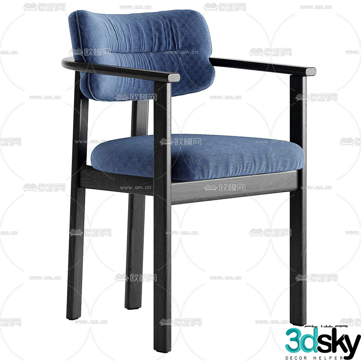 Simple single chair dining chair 3d model