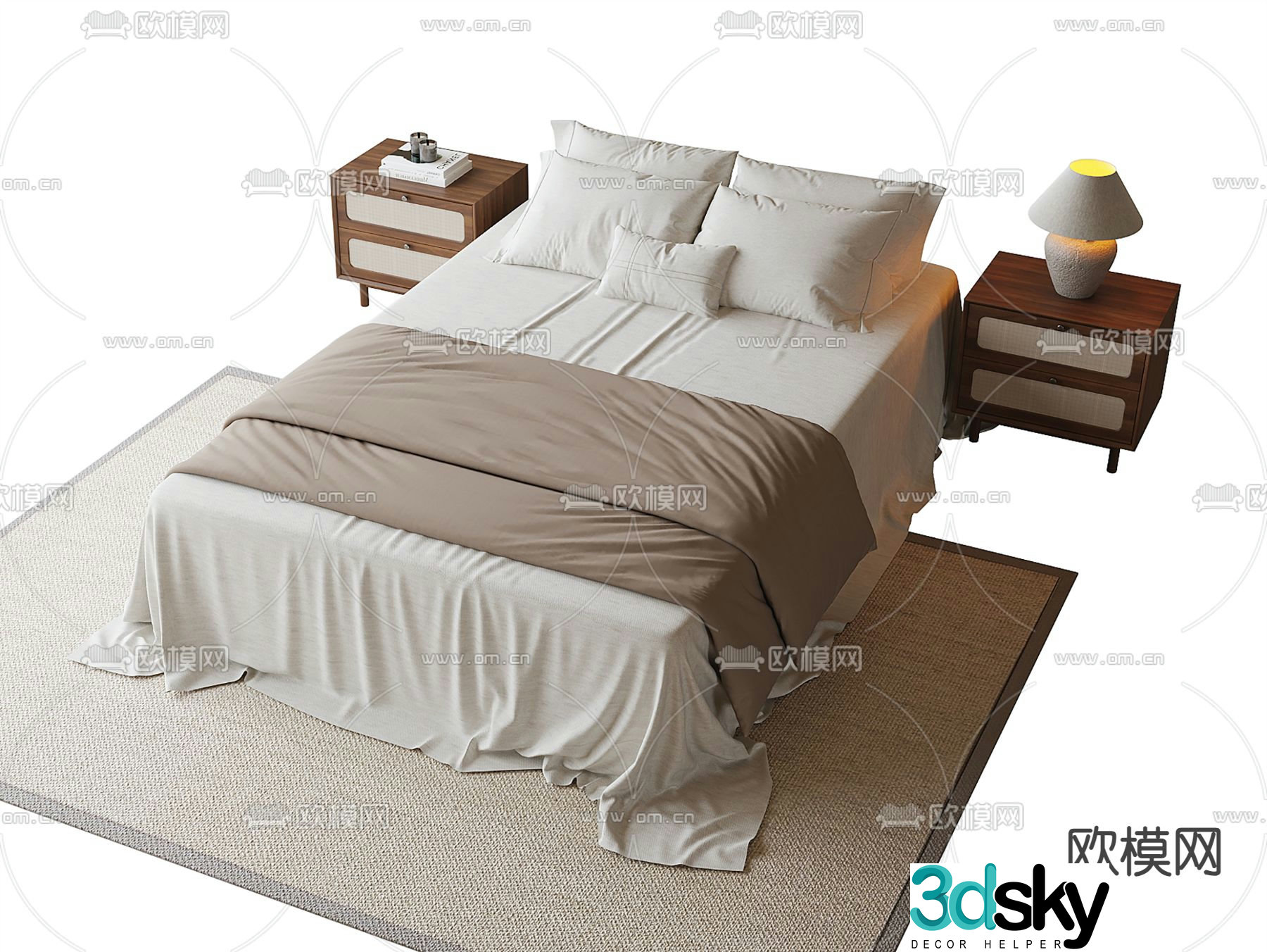 Modern double bed 3d model