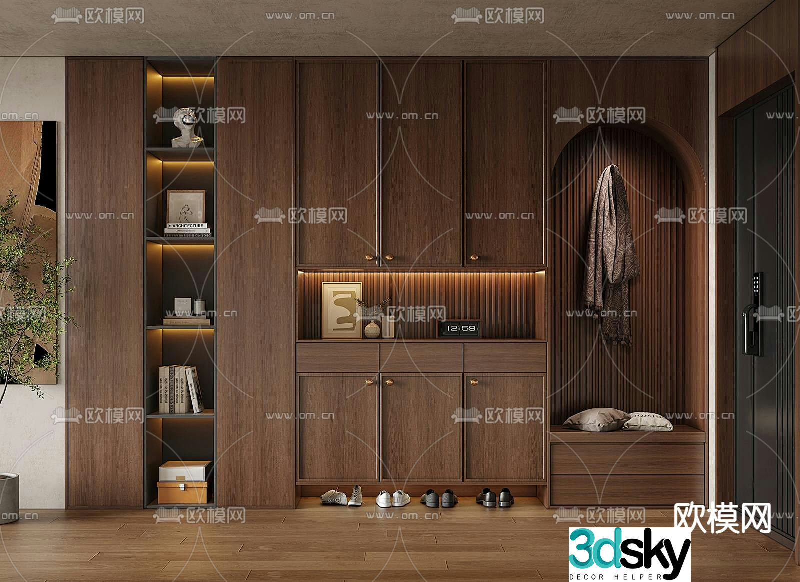 Middle-aged shoe cabinet 3D model