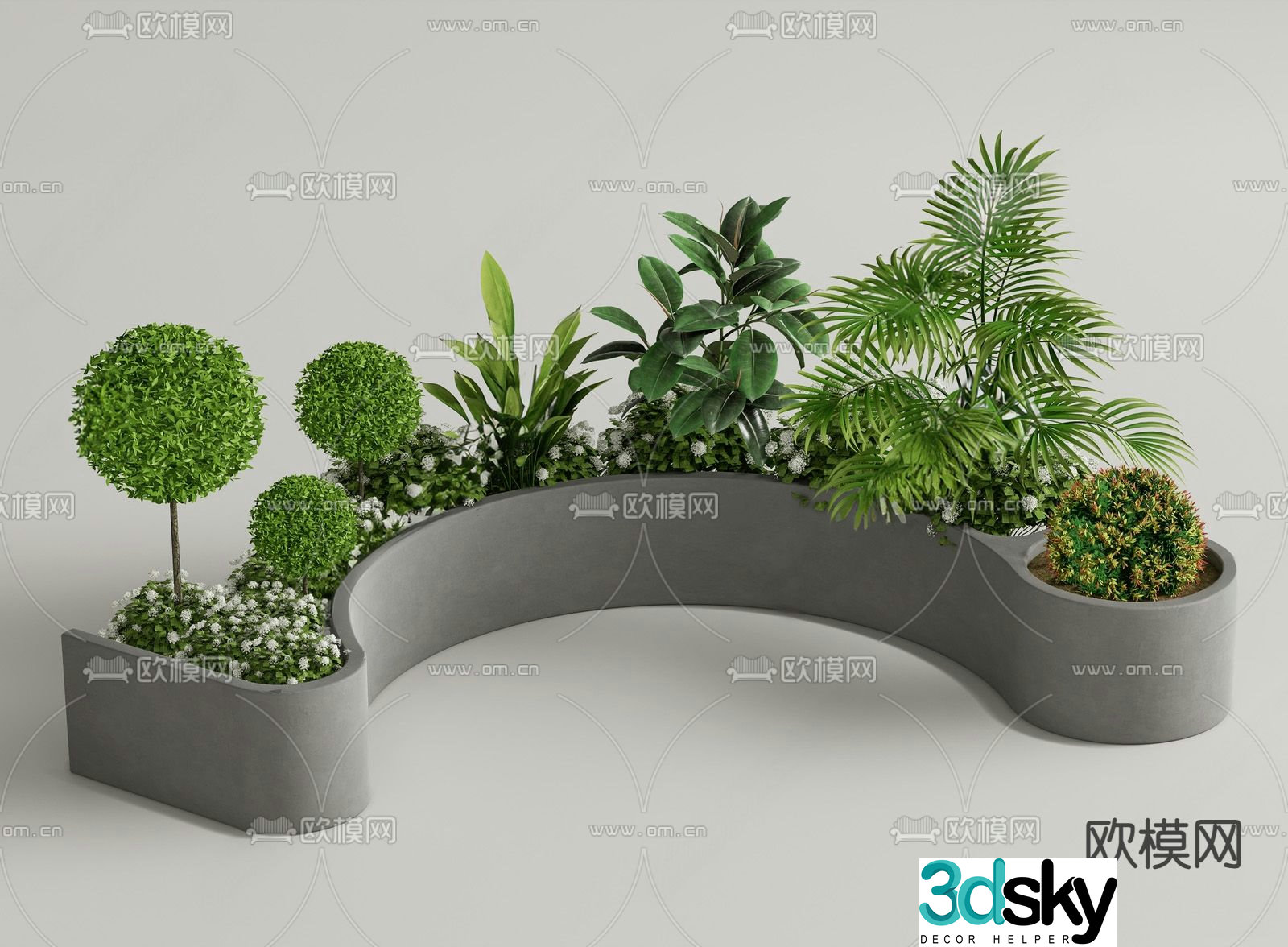 Modern outdoor flower box plant combination 3d model