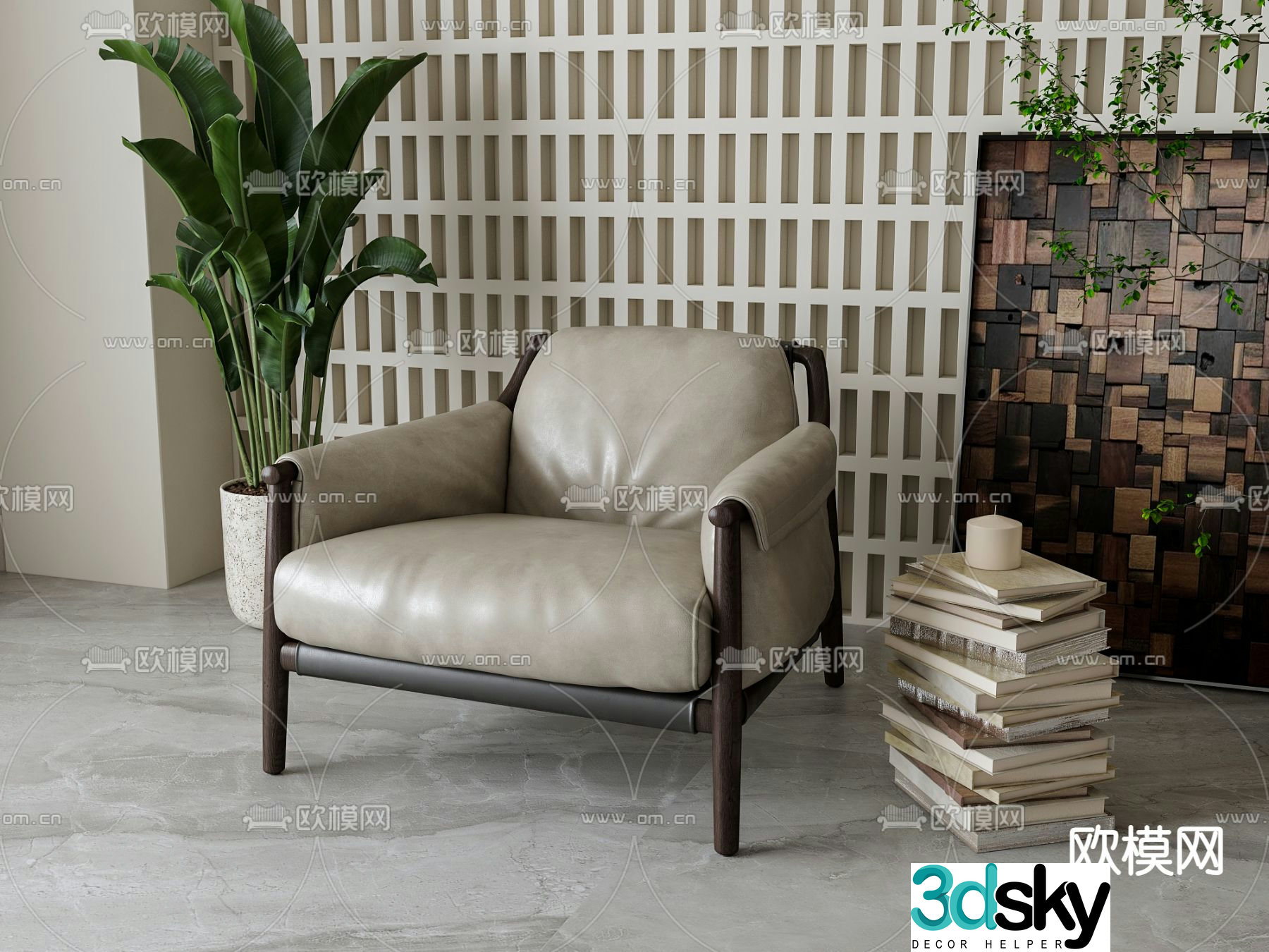 Leather chair casual chair 3d model