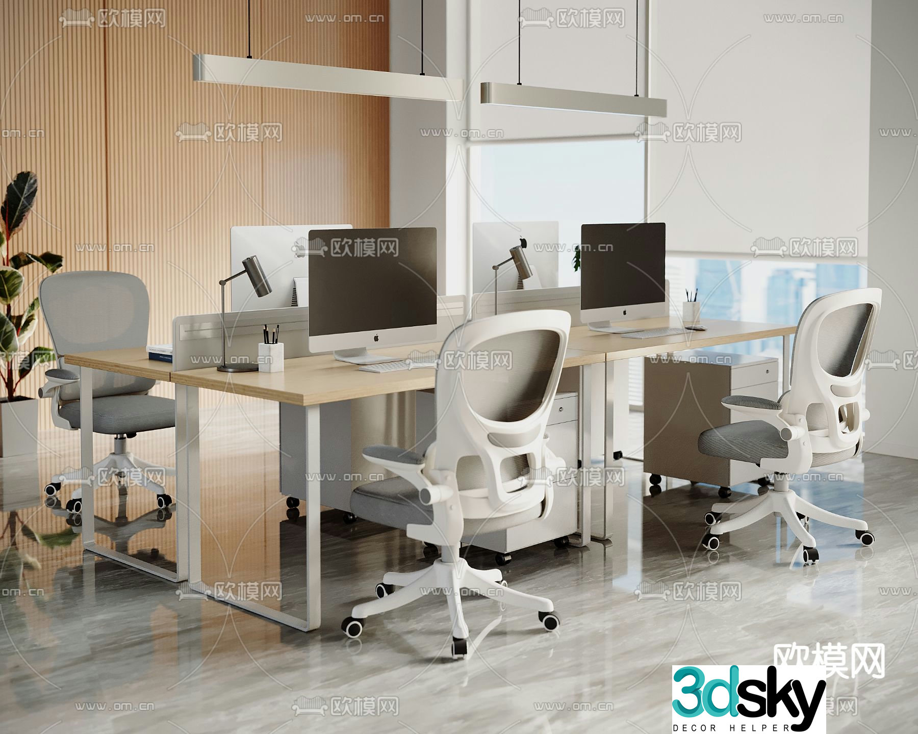 Card desk staff desk workstation 3D model