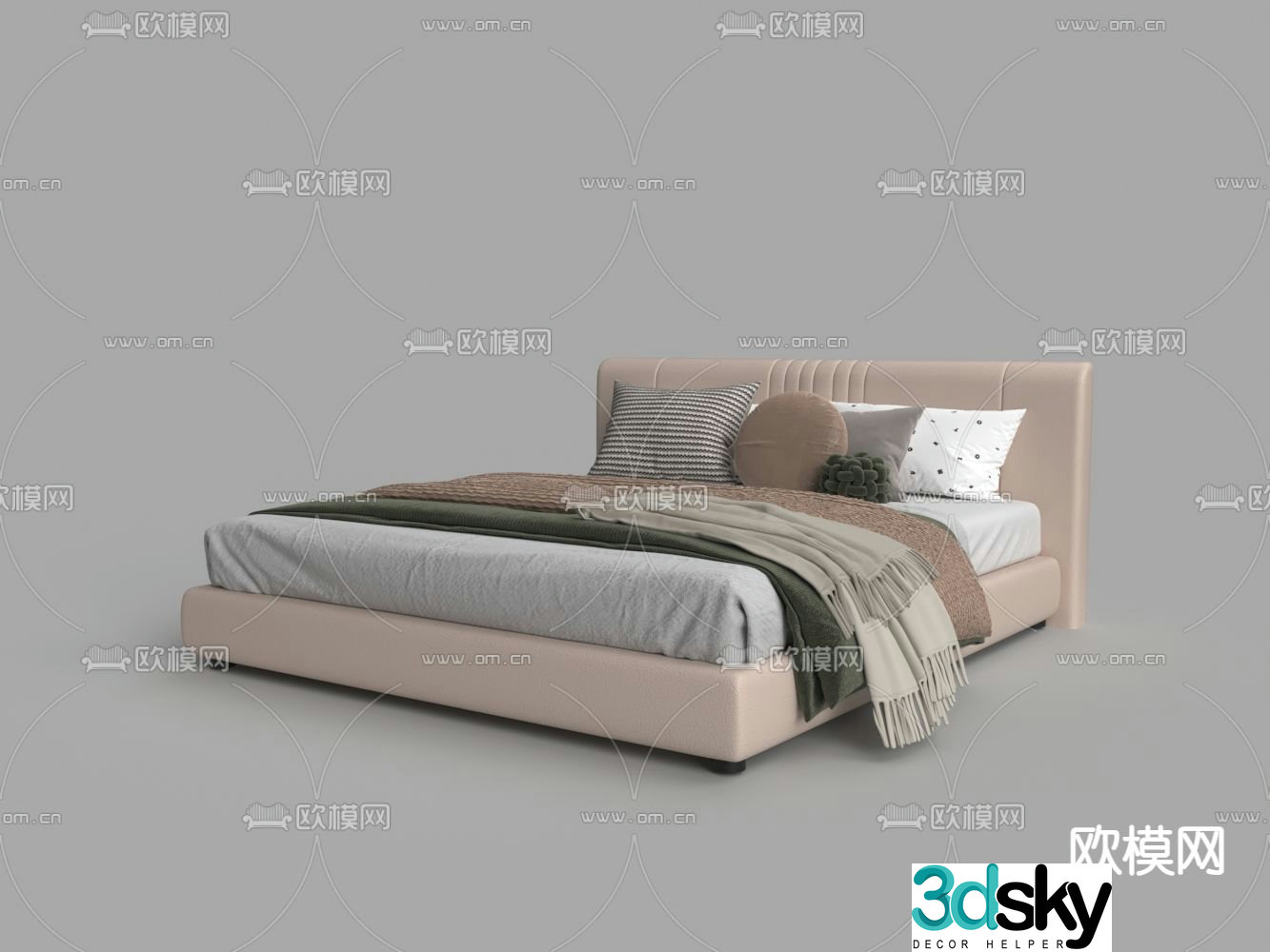 Leather double bed 3d model
