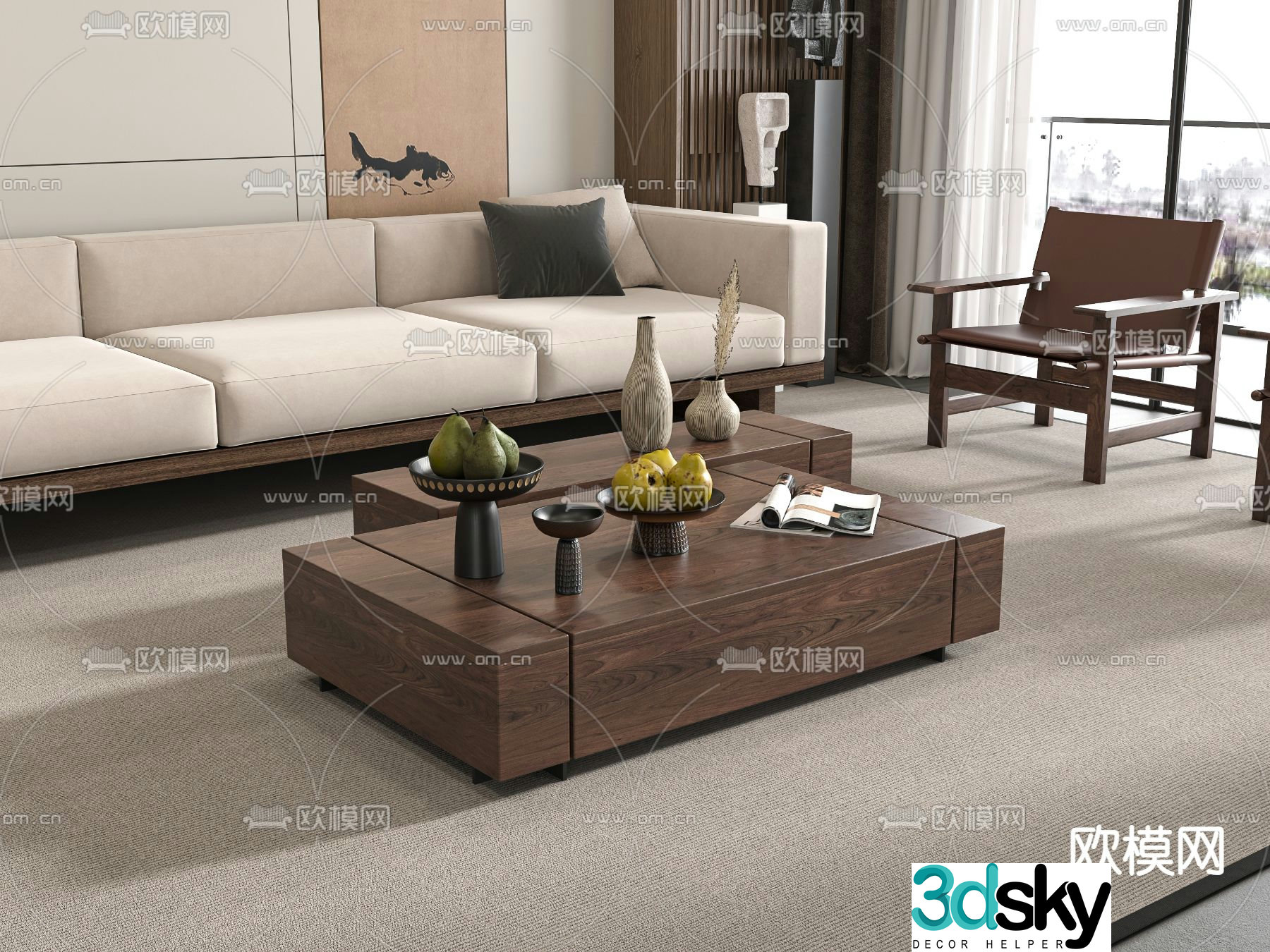 Wabi-sabi sofa set 3d model