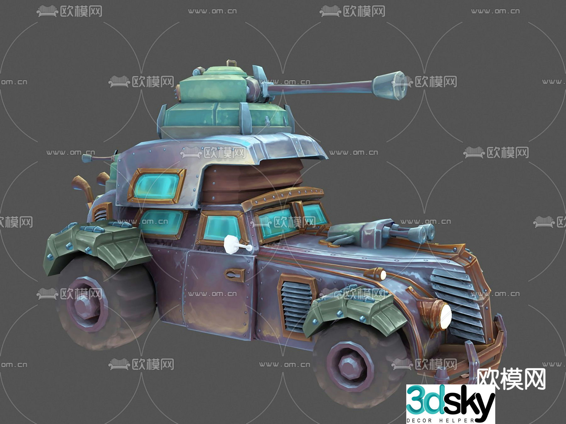 Cartoon tank 3d model