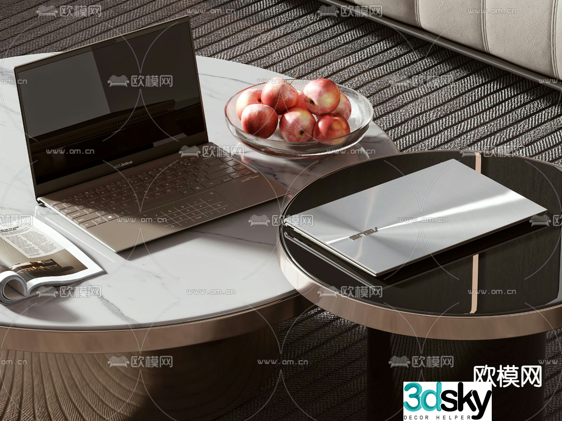 Office accessories computer fruit plate 3d model