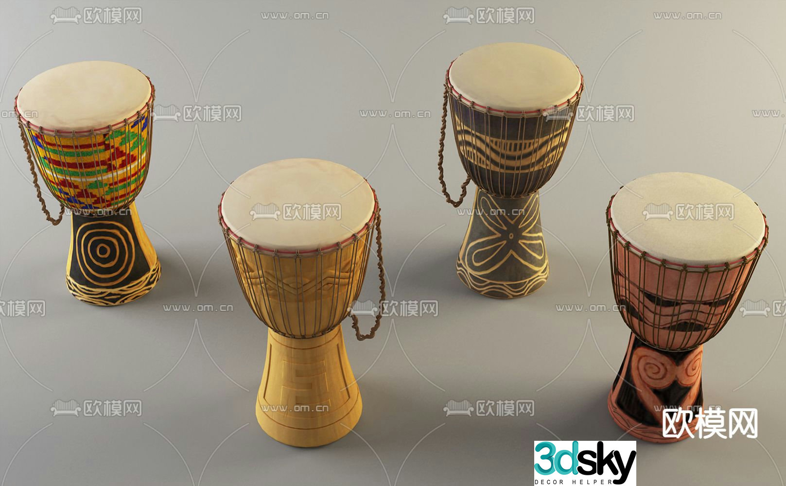 Southeast Asian drum tambourine 3d model