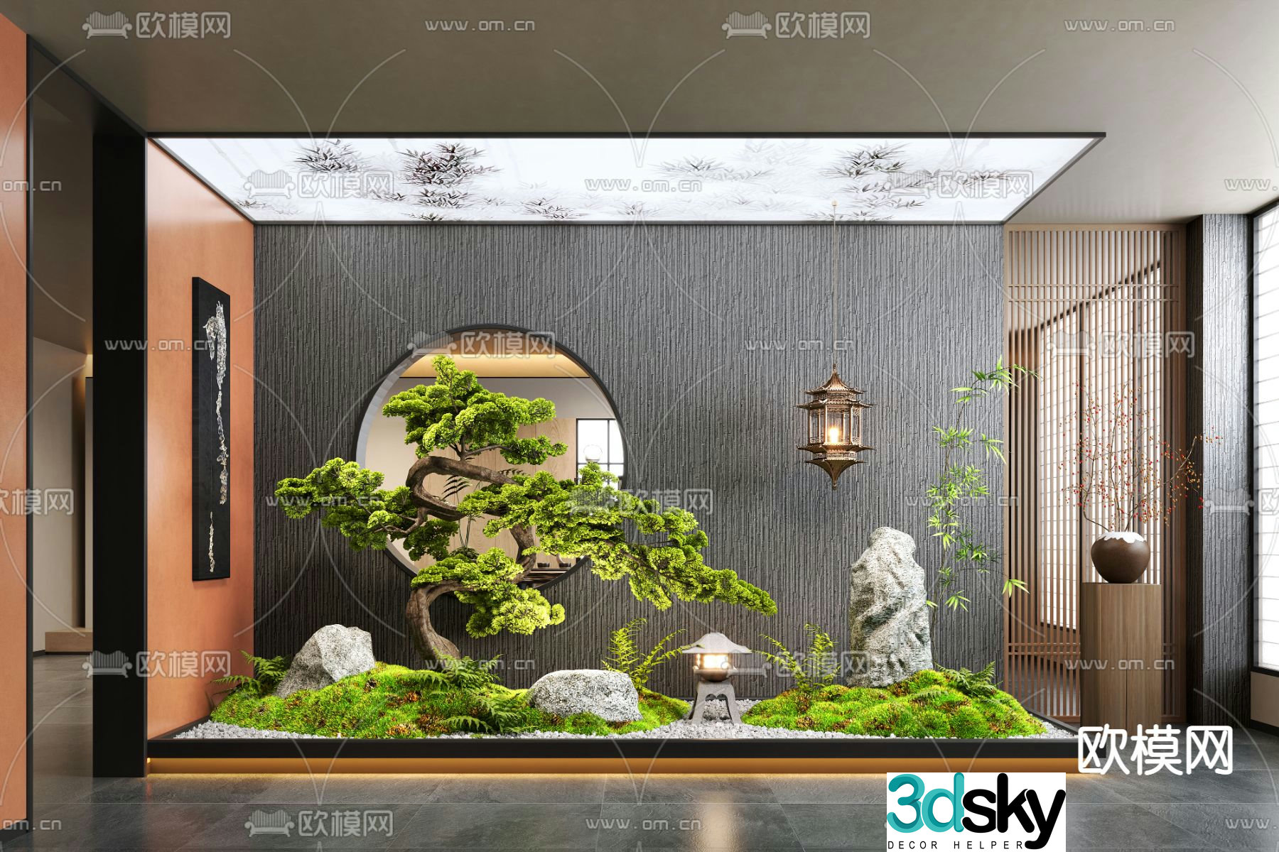 new chinese style interior landscape interior landscape 3d model