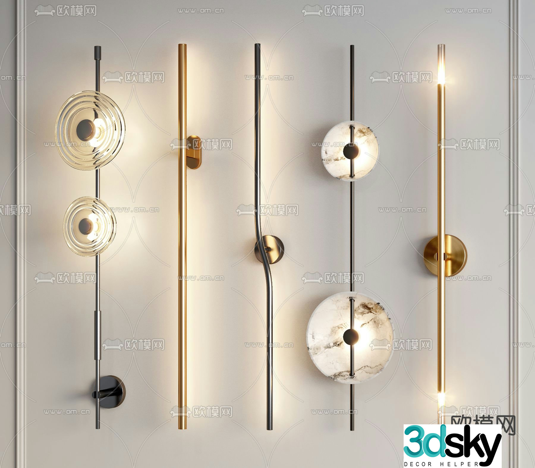 Light luxury wall lamp strip wall lamp 3d model
