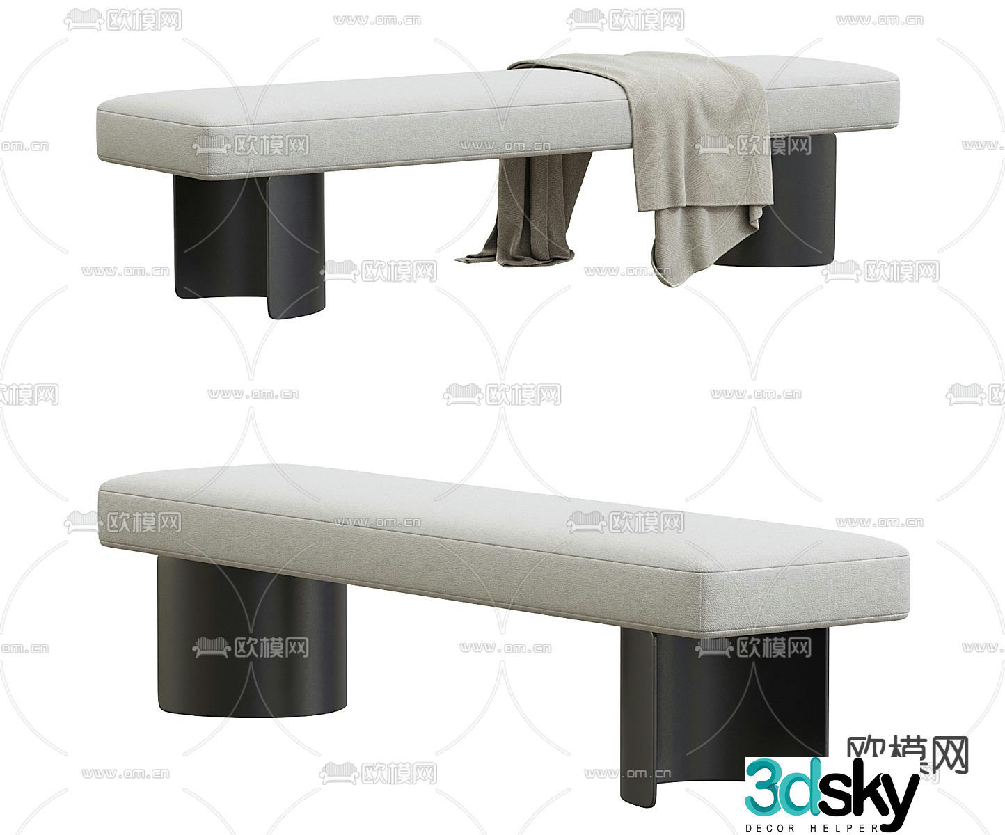 Bench end stool 3d model