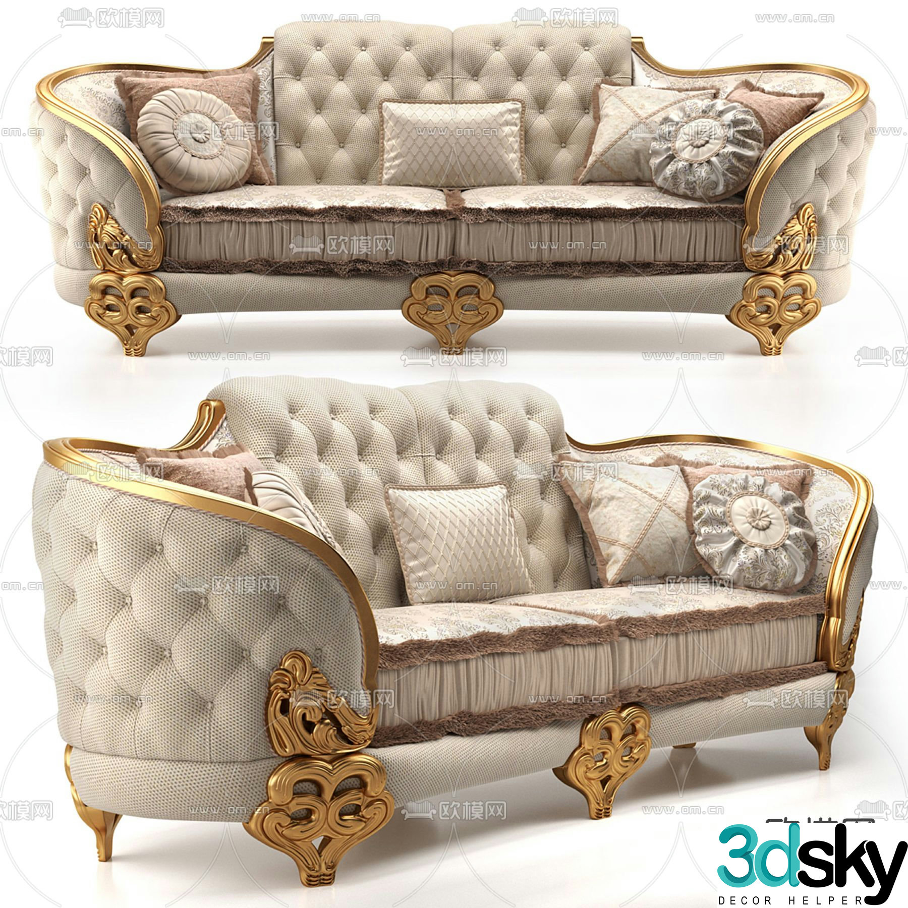 European style sofa double sofa 3d model