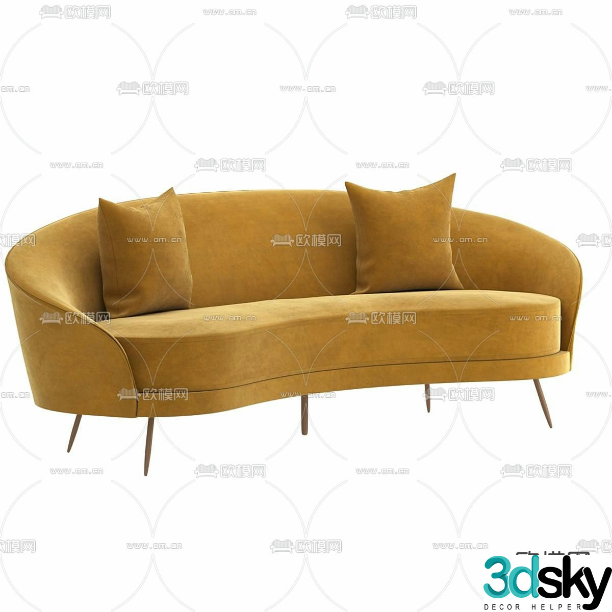 Nordic fabric multi-person sofa 3D model