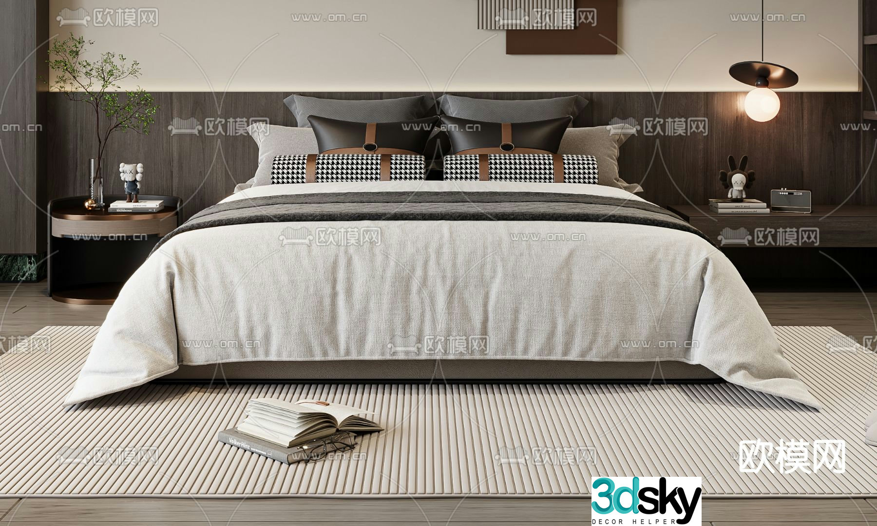 Modern double bed 3d model