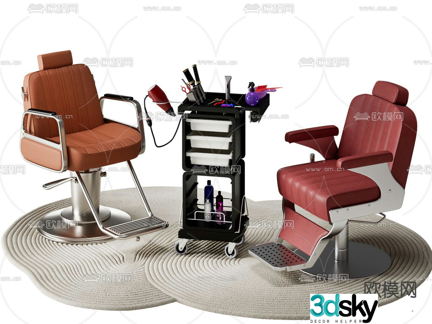 Modern barber chair hairdressing chair 3d model