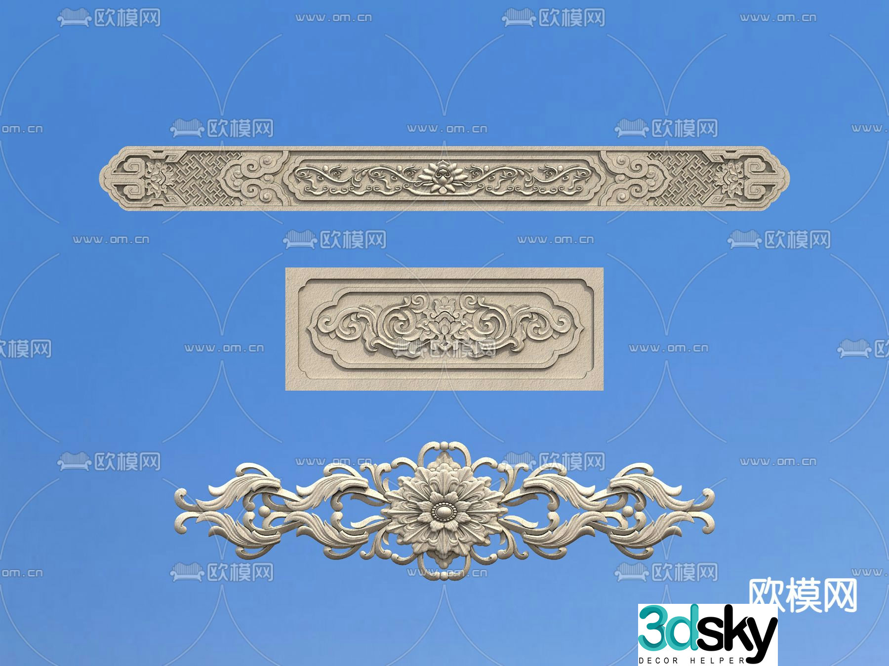 Simple European carving relief 3D model