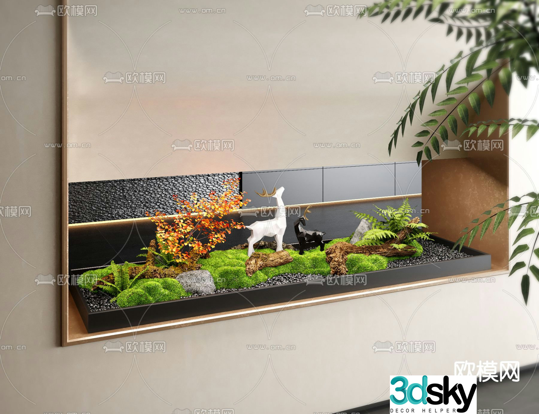 New Chinese style interior landscape 3d model