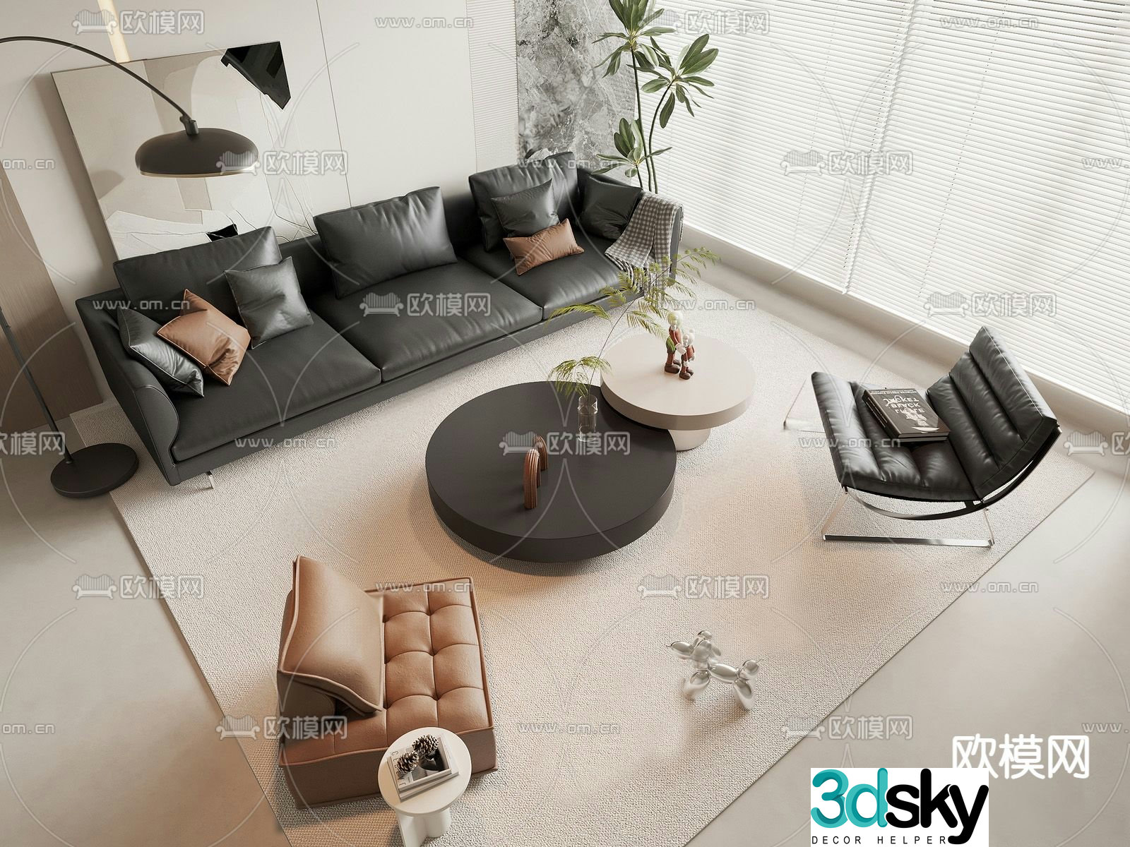 Modern sectional sofa 3d model