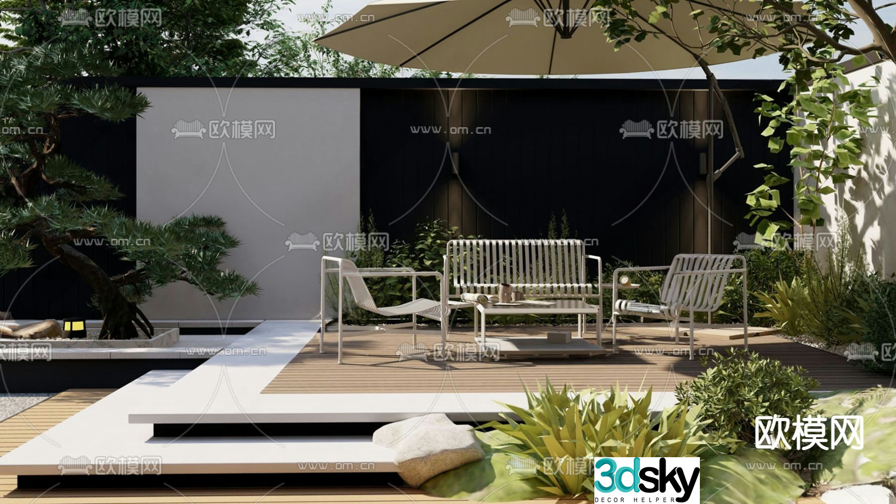 Villa courtyard garden 3d model