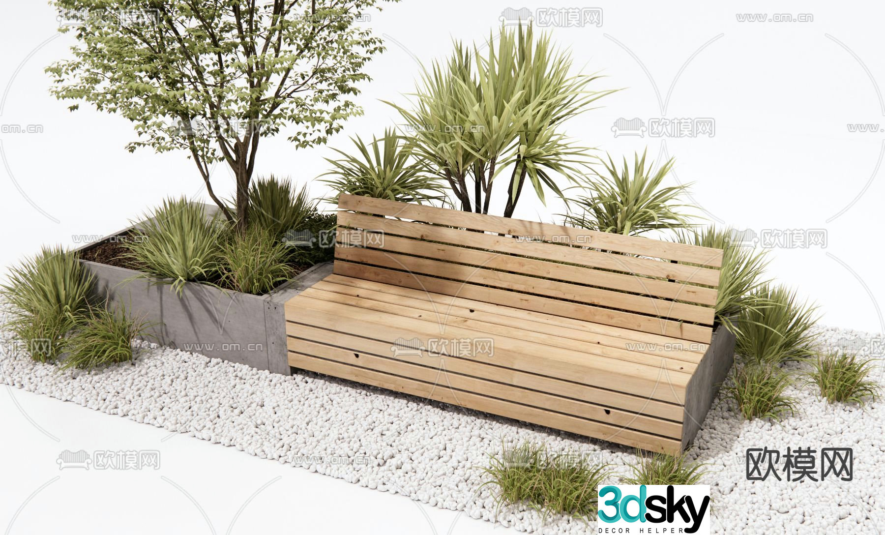 Simple outdoor seating 3d model