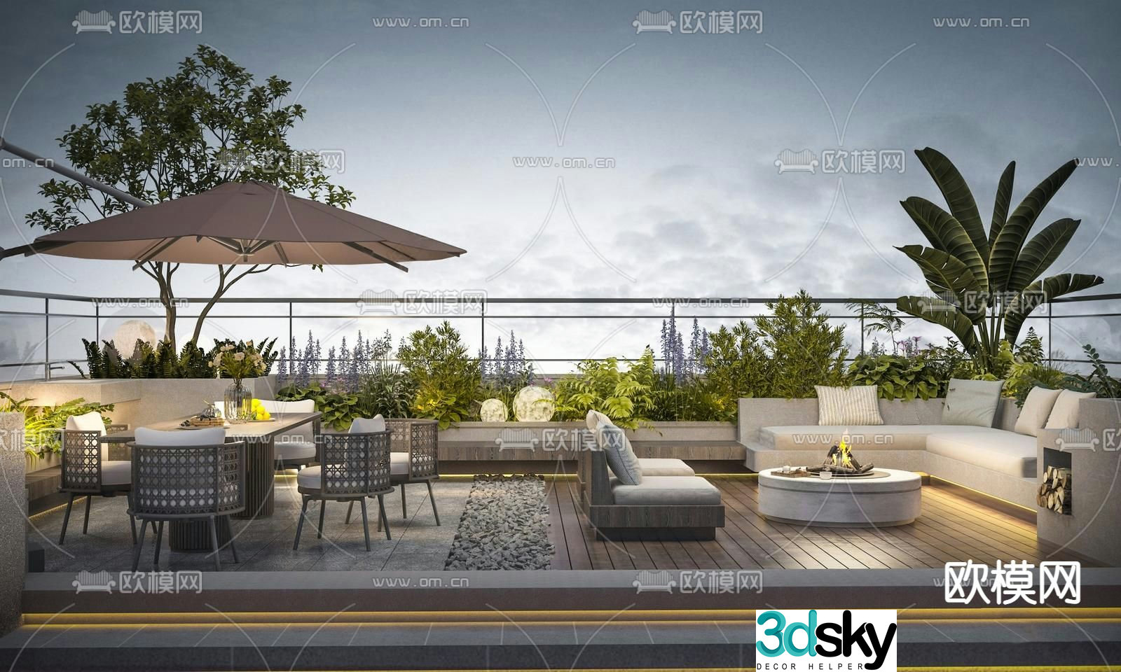 Roof Garden Courtyard Landscape 3d model