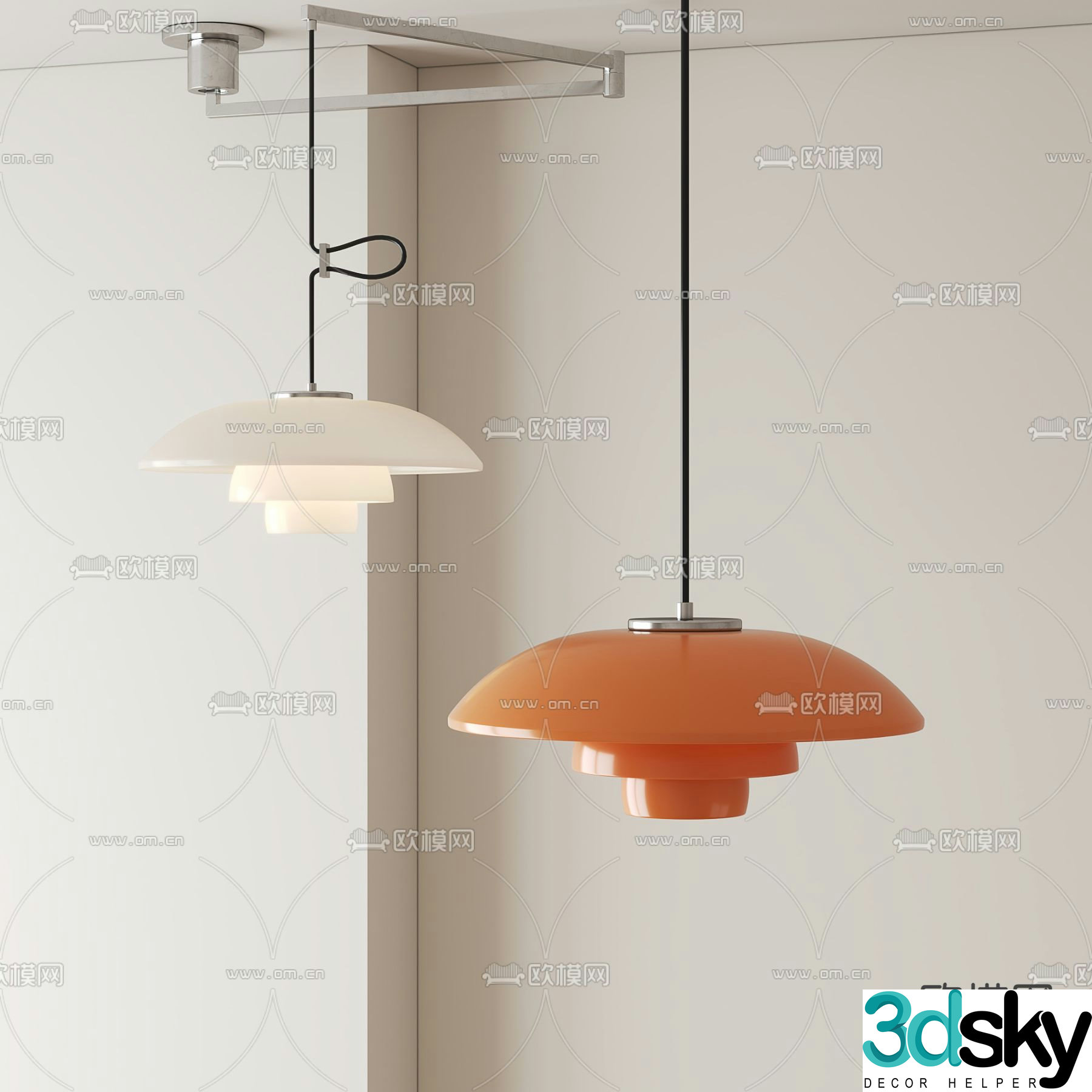 French restaurant chandelier 3d model