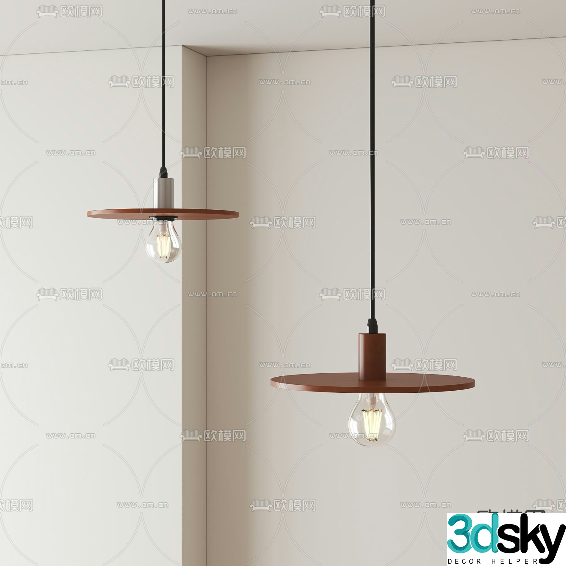 Medieval style solid wood small chandelier 3D model