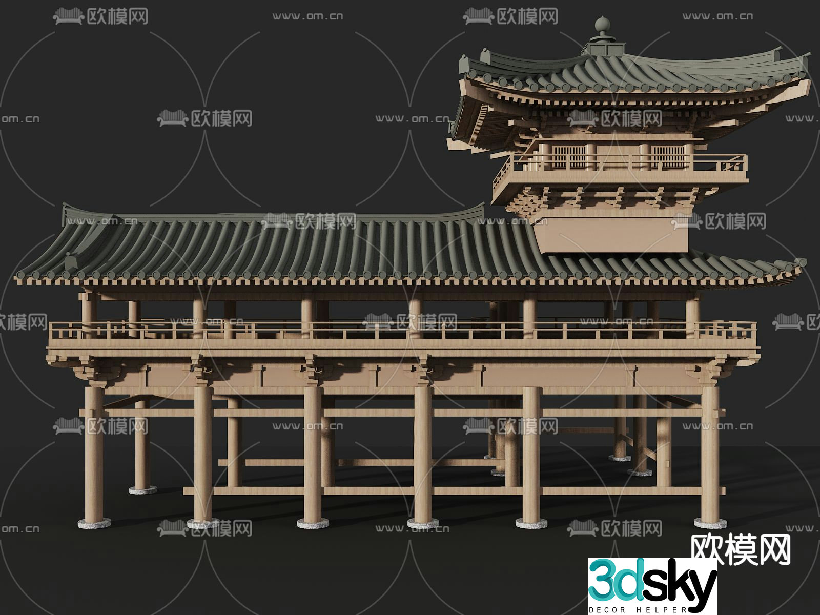 Chinese style pavilion corridor corridor corridor 3d model