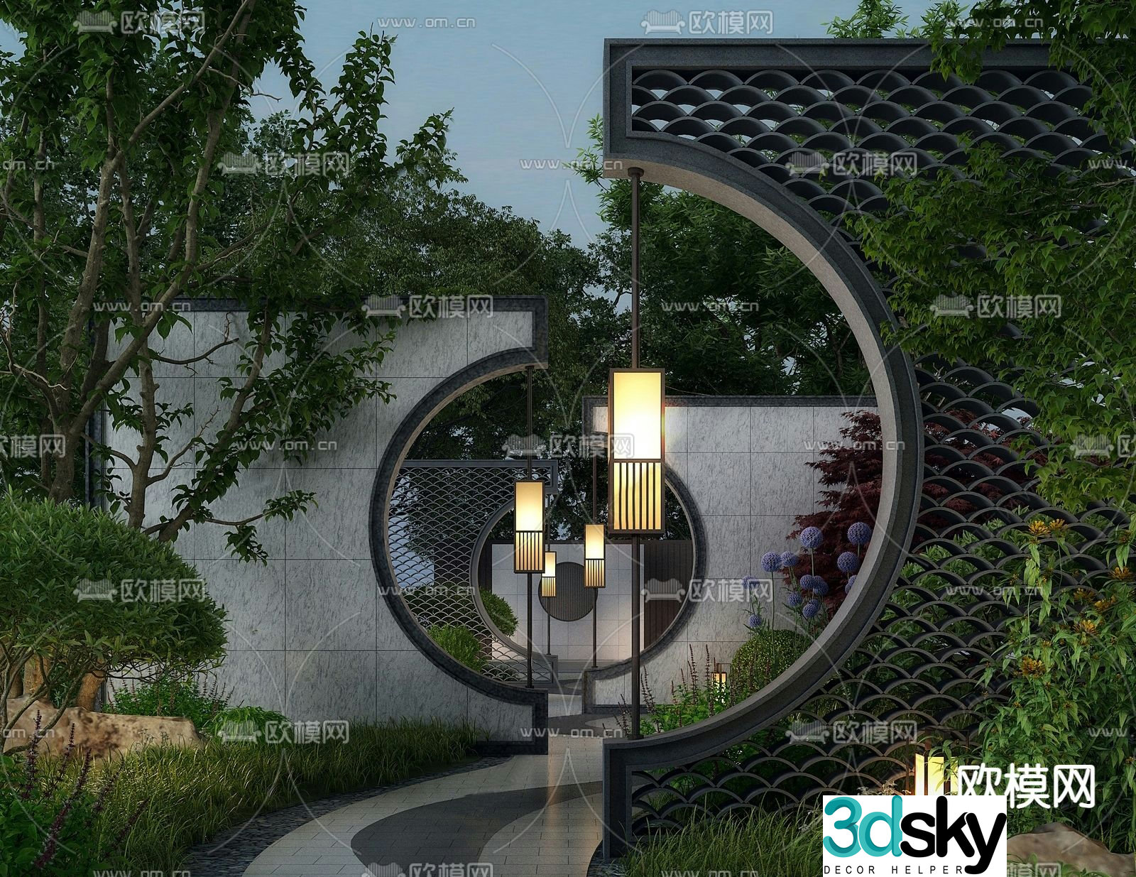 New Chinese style courtyard landscape garden landscape 3d model