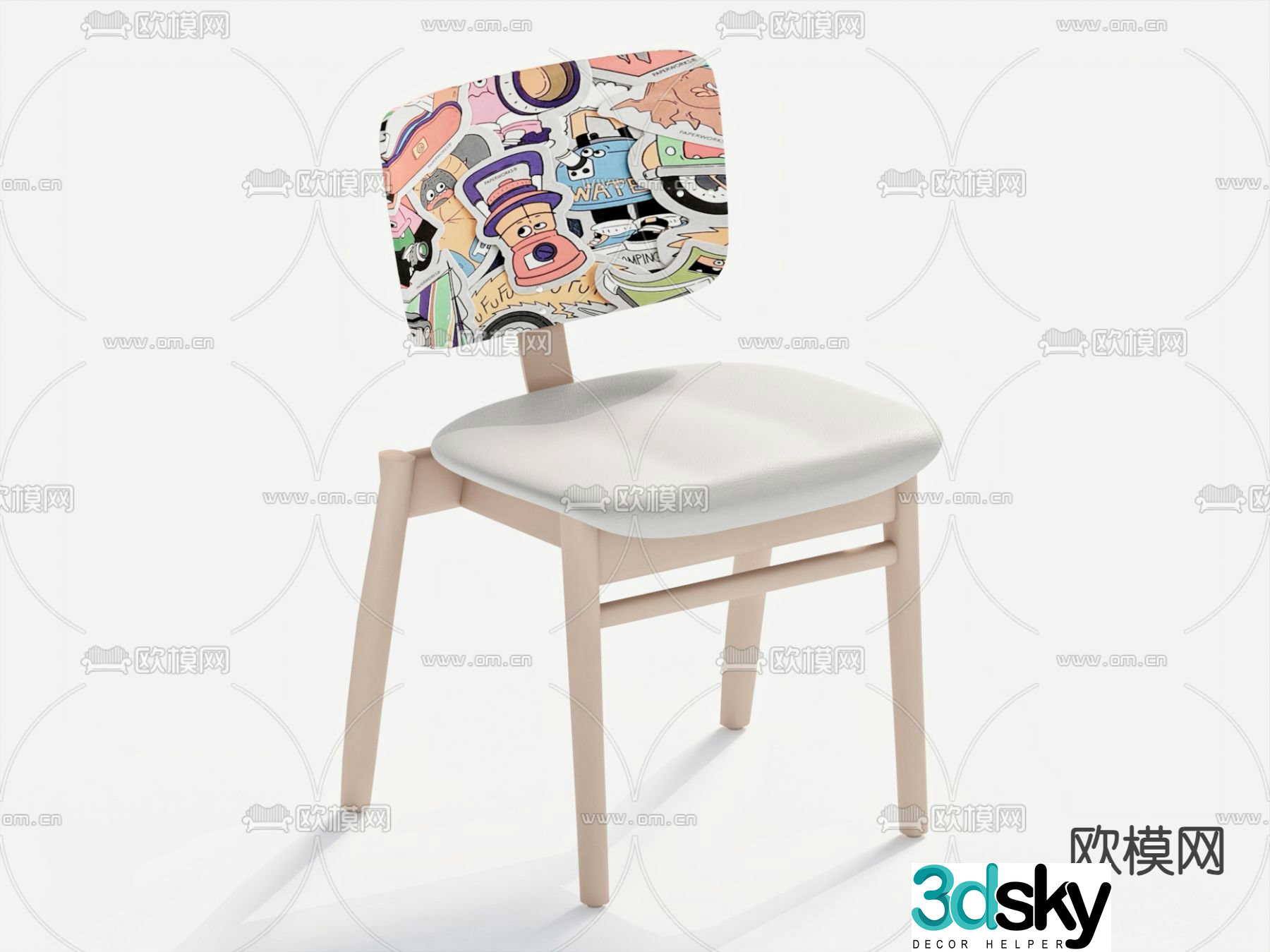 Modern children’s chair cartoon stool 3d model