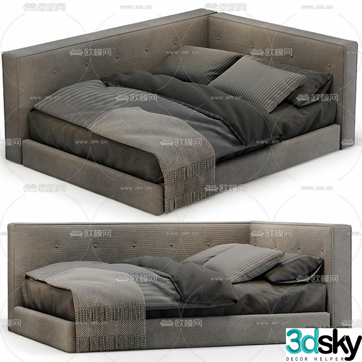 Lounge Platform Corner Bed double bed 3d model