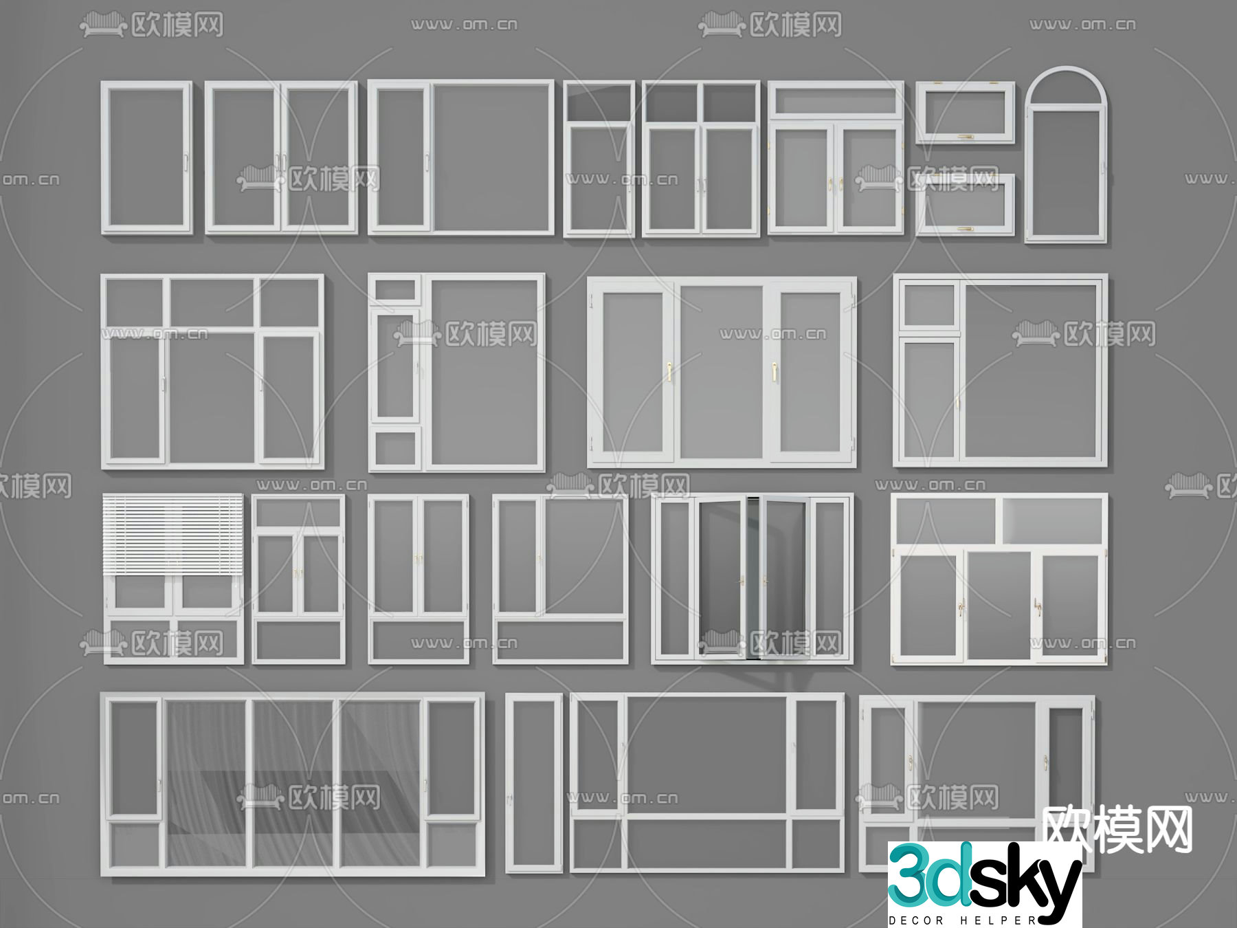 Window Floor to ceiling window casement window 3d model