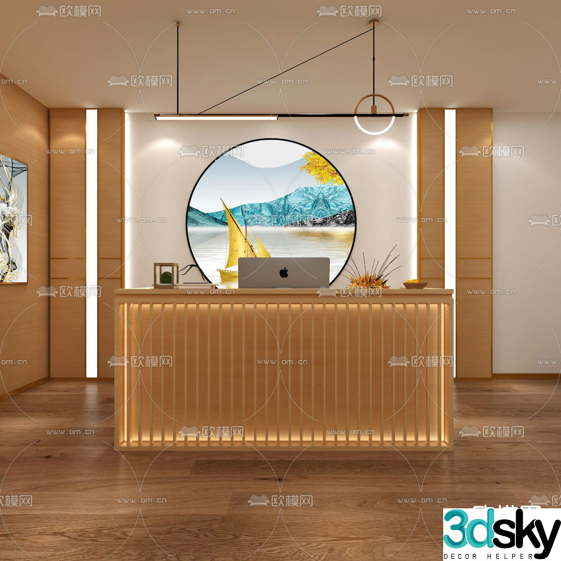 New Chinese style front desk service desk cashier 3D model