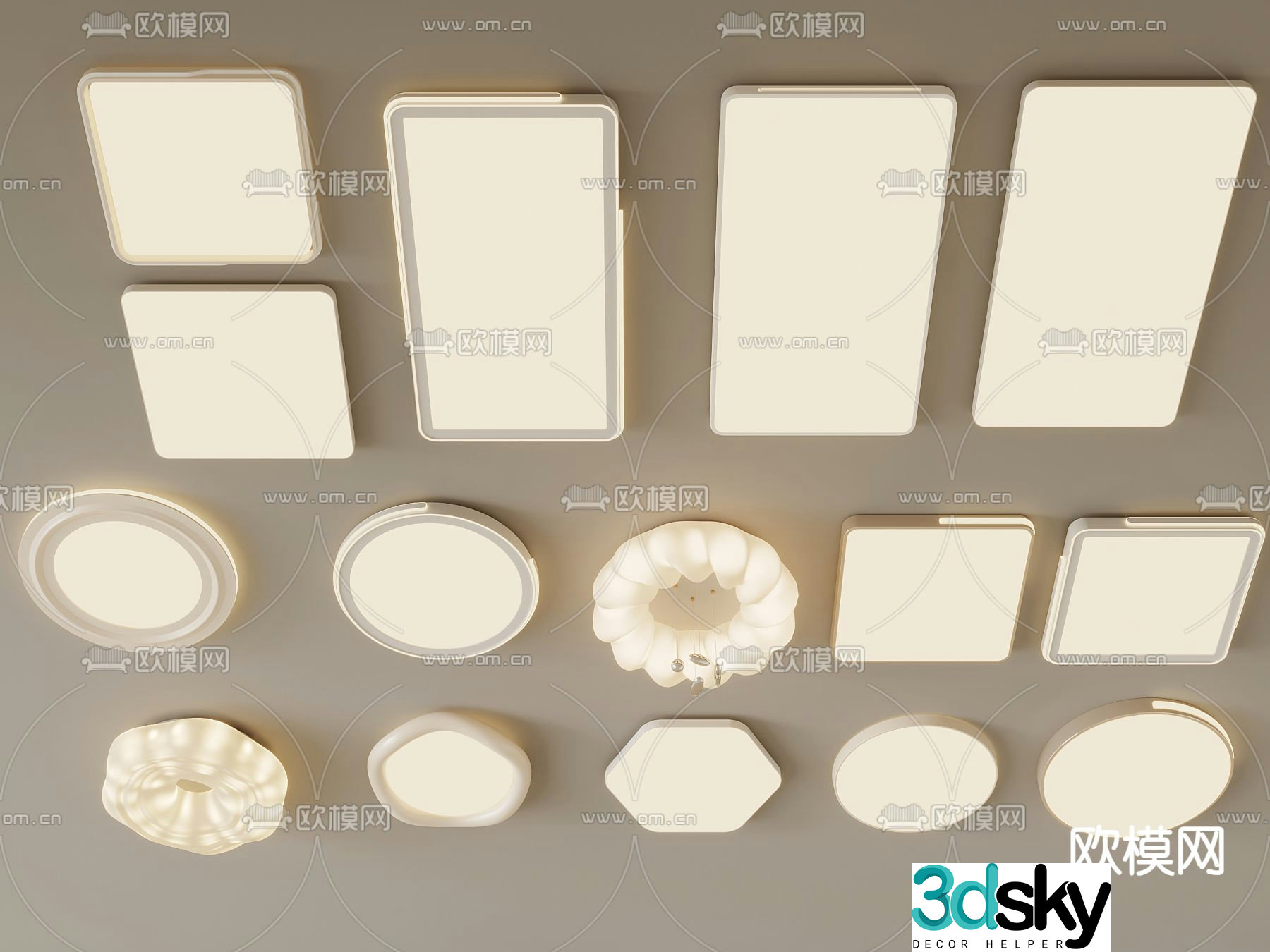 Cream style ceiling lamp 3d model