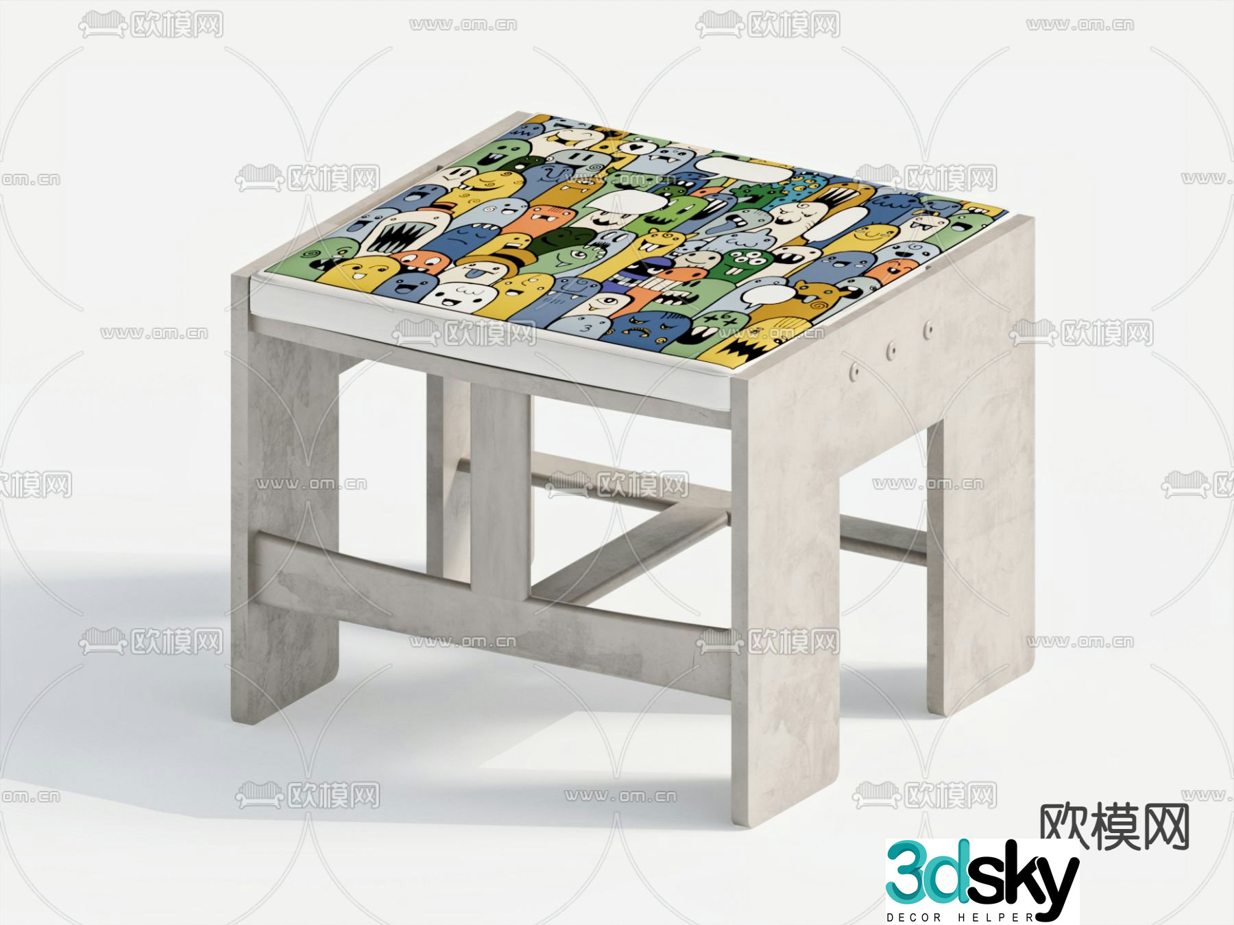 Modern children’s stool cartoon stool 3d model