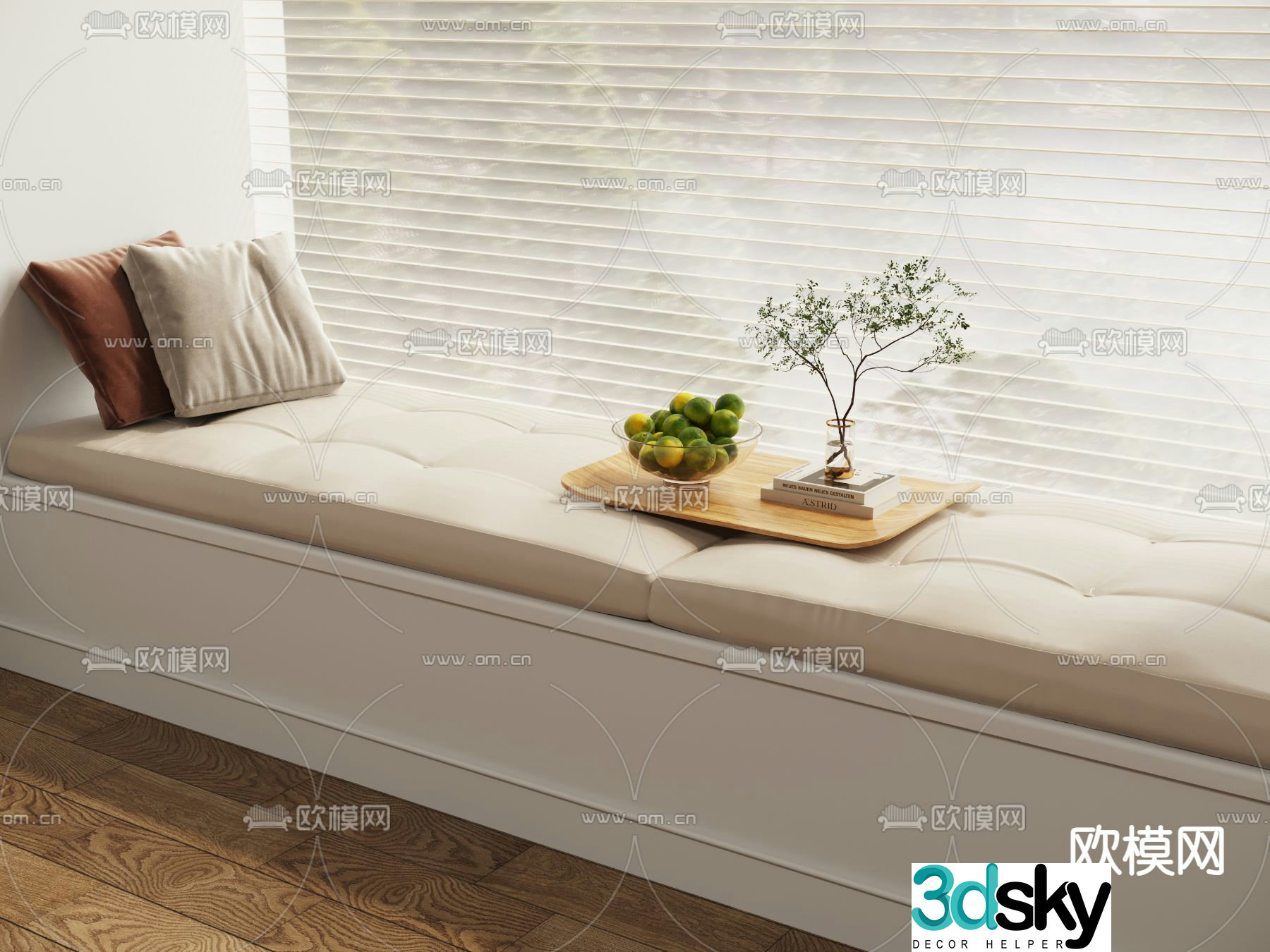 Modern bay window cushion seat cushion sofa cushion 3d model