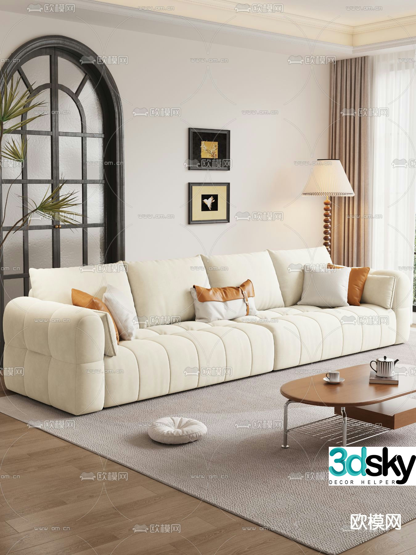 Medieval style sofa multi-person sofa 3d model