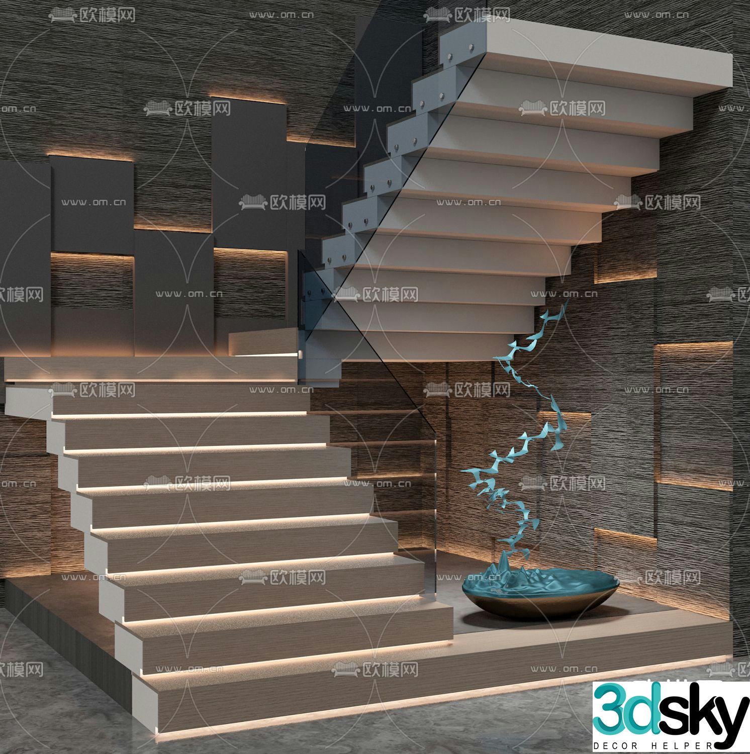 Staircase landscape interior landscaping 3d model
